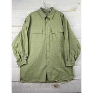 LL Bean Shirt Mens XLT Green Button Up Flannel Rugged Heavy Cotton Vtg